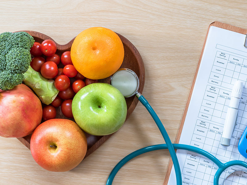 Fruit and Stethoscope Stock Photo