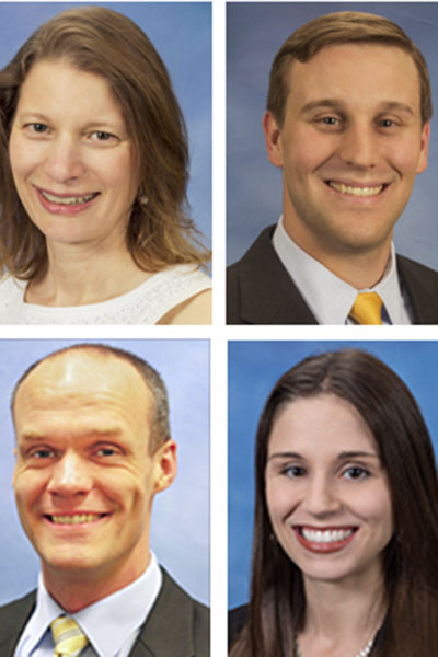 Clockwise from top left: Amy Pakyz, John Bucheit, Lauren Caldas and Ben Van Tassell head shots