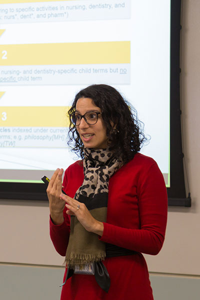 c p p i director Teresa Salgado presenting in a classroom